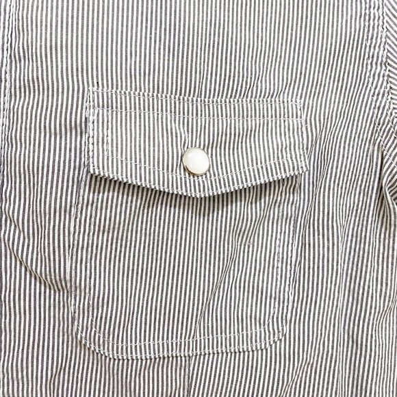 SALE 🔥2/$20🔥 Costa Blanca Long Cotton Stripe Button Shirt Dress S White Grey - Picture 9 of 10